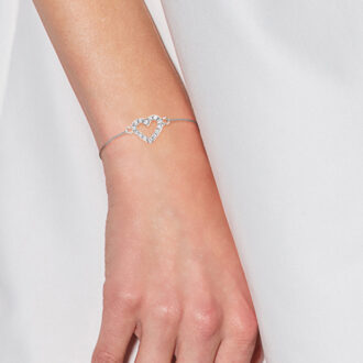 Hart armband zirkoniumoxides sieraden zilver 925 verstelbaar Grijs