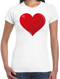 Hart cadeau t-shirt wit voor dames XS