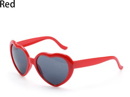 Hart Diffractie Bril Hartvormige Liefde Effecten Bril Horloge De Lichten Veranderen 'S Nachts Liefde Lichten Unisex rood