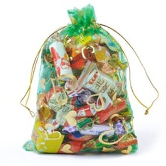 Hart Groen Bronzing Organza Sieraden Verpakking Tassen Wedding Bags Grote Thee Opslag Sacks 7x9 cm 100 stks/partij