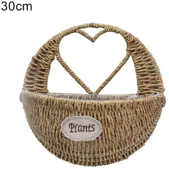 Hart Hand Gevlochten Plant Bloem Opknoping Mand Organizer Tuin Decor Hart Stevige Muur Opknoping Bloemenmand 30cm