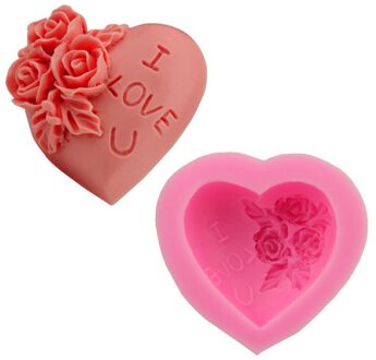 Hart Liefde Rose Bloem 3D Siliconen Zeep Mal Food Grade Fondant Mallen Cake Chocolade Kaars Klei Ambachten Mallen DIY Zeep maken