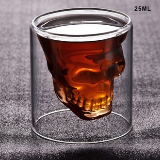 Hart Liefde Vormige Glazen Mok Paar Kopjes Double Wall Cup Hittebestendige Thee Bier Mokken Melk Koffie Cup Drinkware schedel 25ML