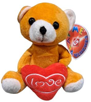 Hart teddybeer 12cm 2 assorti bruin