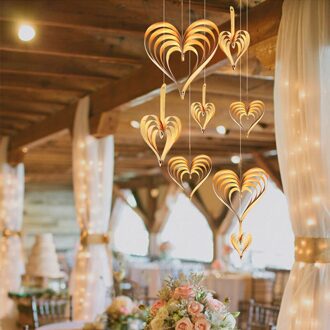 Hart Vorm Bruiloft Decoratie Opknoping Ornamenten Baby Douche Shark Mariage Anniversary Decoratie Party Achtergronden Levert goud