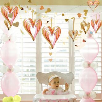 Hart Vorm Bruiloft Decoratie Opknoping Ornamenten Baby Douche Shark Mariage Anniversary Decoratie Party Achtergronden Levert rood en roze