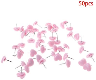 Hart Vorm Push Pins Plastic 50 Stuks Met Doos Goede Gekleurde Punaises Kantoor Schoolbenodigdheden roze
