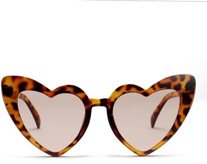 Hart Zonnebril Vrouwen Cat Eye Zonnebril Retro Liefde Hart Vormige Glazen Dames Winkelen Driver Bril Bruin