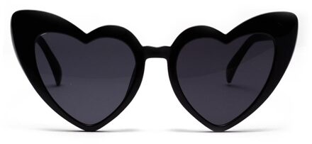 Hart Zonnebril Vrouwen Cat Eye Zonnebril Retro Liefde Hart Vormige Glazen Dames Winkelen Driver Bril zwart