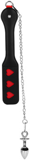 Harten Paddle met Metalen Anaal Plug - Zwart