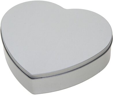 Hartje cadeau opbergblik/bewaarblik - 18 x 17 cm - Cadeauverpakking - zilver - Valentijn