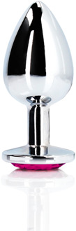 Hartje Gem Buttplug - Groot - Zilver/Rubellite Roze