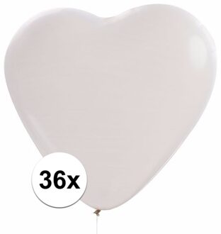 Hartjes ballonnen - 36x stuks - wit - 27 cm - bruiloft decoratie
