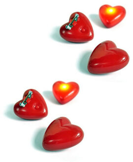 Hartjes broche - Set van 15x stuks - met knipperlicht - op batterijen - 4 cm - sierspeld