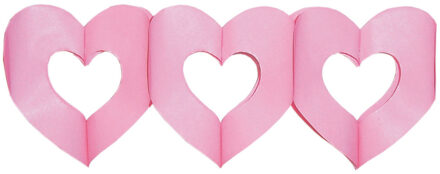 Hartjes feest slinger - roze - 300 cm - papier - Feestartikelen - versieringen - bruiloft