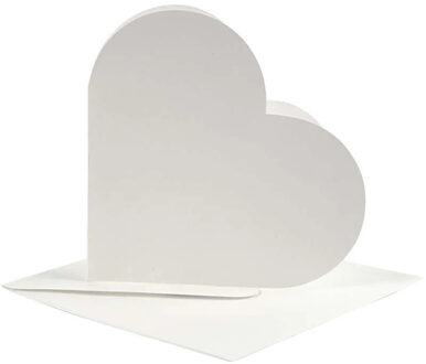 Hartjes kaarten blanco - 10x - wit - met enveloppen - valentijn - bruiloft - uitnodigingen