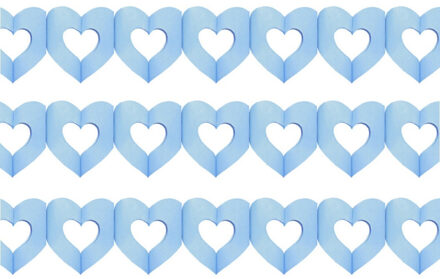 Hartjes slinger - Set van 3x stuks - blauw - 300 cm - papier - brandvertragend - geboorte jongen ver