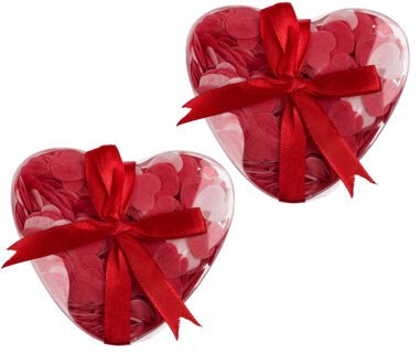 Hartjes vorm bad of deco confetti - 40x gram in hartjes doosje - rood/wit - Valentijnsdag