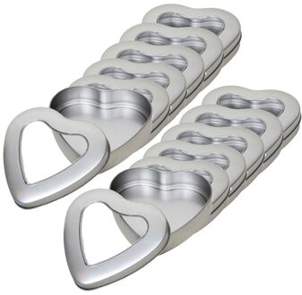 Hartjes vorm opbergblik/bewaarblik met venster - 12x - 13 x 13 x 3 cm - Cadeauverpakking