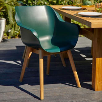 Hartman Sophie Studio dining armstoel - Night Green - Teak poot Groen