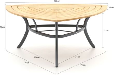 Hartman Triangular Classic dining tuintafel 170x170x170x74,5cm - Laagste prijsgarantie! Bruin