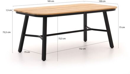 Hartman Tubb dining tuintafel 185x100cm - Laagste prijsgarantie! Zwart