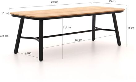 Hartman Tubb dining tuintafel 240x100cm - Laagste prijsgarantie! Zwart