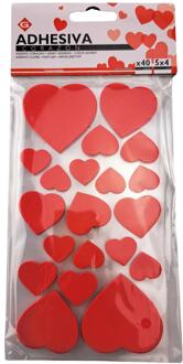Hartstickers 40 stuks rood