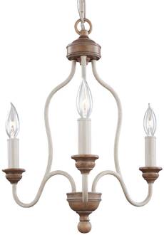 Hartsville - een kroonluchter in Farmhouse-ontwerp Afgewassen kalkwit, bruin