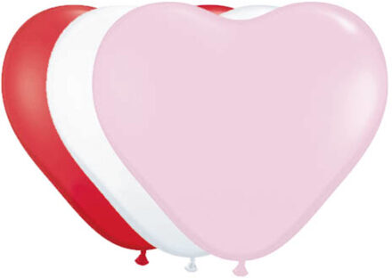 Hartvormige Ballonnen rood, roze, wit - 8 stuks