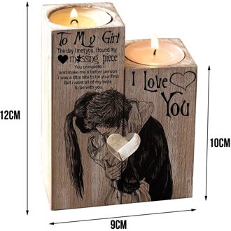 Hartvormige Craft Houten Kandelaar Plank Valentijnsdag Decoratie Paar Kaarshouder Stand Vriendin Verjaardag
