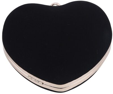 Hartvormige Diamanten Vrouwen Avondtassen Keten Schoudertas Purse Dag Koppelingen Avondtassen Voor Party Wedding zwart