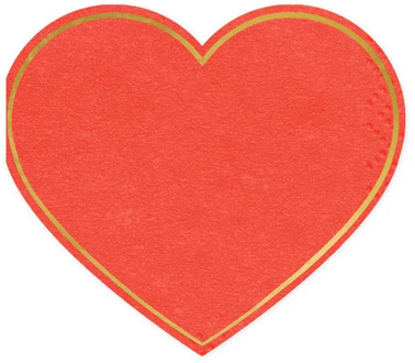 Hartvormige Servetten Rood/Goud (20st) Rood - Zalm