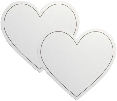 Hartvormige witte wenskaarten - 20x stuks - Bruiloft huwelijk uitnodigingen of bedankjes