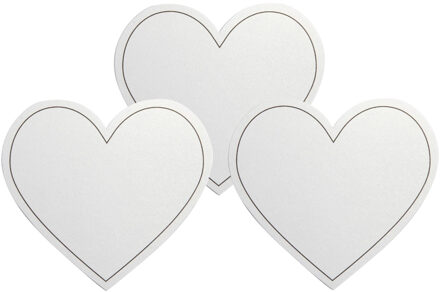 Hartvormige witte wenskaarten - 30x stuks - Bruiloft huwelijk uitnodigingen of bedankjes