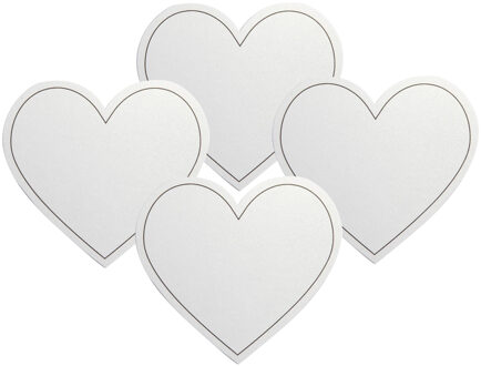 Hartvormige witte wenskaarten - 40x stuks - Bruiloft huwelijk uitnodigingen of bedankjes