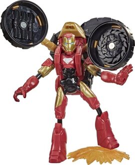 Hasbro avengers - iron-man bend & flex figuur en voertuig - 15 cm