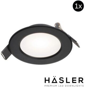 Hasler Inbouwspot Häsler Murcia Incl. Fase Aansnijding Dimbaar 9.2 cm 4 Watt Helder Wit Zwart Set 10x - Set 1 Spot