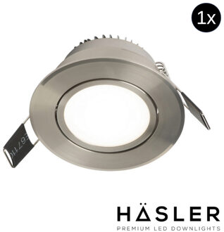 Hasler Inbouwspot Häsler Tordera Incl. Fase Aansnijding Dimbaar 8 cm 4 Watt Helder Wit RVS Set 10x - Set 1 Spot