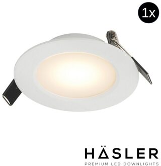 Hasler Inbouwspot Häsler Toscana Incl. Fase Aansnijding Dimbaar 9.2 cm 4 Watt Warm Wit RVS Wit Set 10x - Set 1 Spot