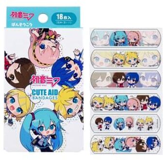 Hatsune Miku Bandage (18 Pieces) Bandage: 7.2×1.9cm (6 designs x 3, Total: 18 pcs)
