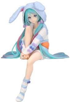 Hatsune Miku Noodle Stopper PVC Statue Hatsune Miku Rabbit Ear Hood Pajama Blue Color Ver. 14 cm