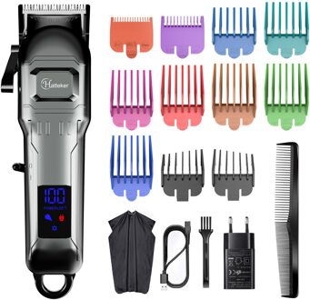 Hatteker Elektrische Tondeuse Professionele Mens Tondeuse Baber Usb Cordless Haar Machine Kappers Cape Set