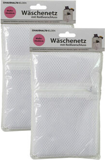 Haushalt Waszak voor kwetsbare kleding wasgoed/waszak - 2x - wit - large size - 50 x 60 cm - Waszakken