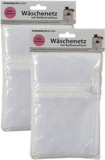 Haushalt Waszak voor kwetsbare kleding wasgoed/waszak - 2x - wit - large size - 50 x 60 cm - Waszakken