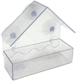 Haushaltshelden Vogel voederhuisje raam - transparant - kunststof - vogelzaad vogelhuisje