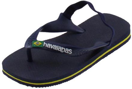 Havaianas Baby Brasil Logo II Jongens Slippers - Navy Blue/Citrus Yellow - Maat 22