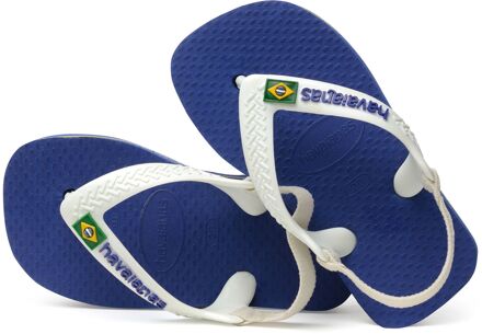 Havaianas Baby Brasil Logo II  Slippers - Maat 22 - Unisex - wit/blauw/geel