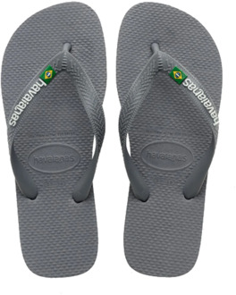 Havaianas Brasil Logo Heren Slippers - Steel Grey/Steel Grey - Maat 41/42