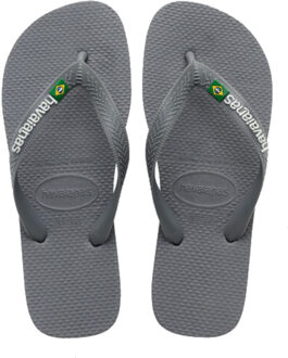 Havaianas Brasil Logo Heren Slippers - Steel Grey/Steel Grey - Maat 43/44